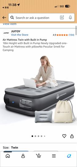 JUITOY 18" Elevated Twin Air Mattress with Built-in Pump & Pillow
