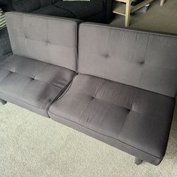 Modern Black Futon Couch / Bed – Hardly Used, Folds Into Bed