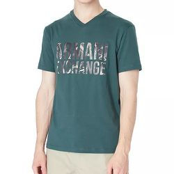 A|X ARMANI EXCHANGE Men's Camo Logo GraphicT-Shirt Jersey Green Gables Size S Regular Fit New With Tags