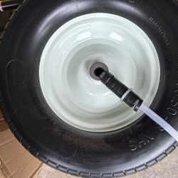 2 New Flat Free Lawn Mower Wheels And Tires 