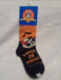Vintage Looney tunes Halloween Taz trick or treat kids size socks