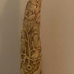 African Carved Horn Antique Collectible 