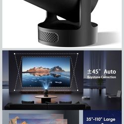 [Built-in Apps & 2025 Upgraded] Mini Projector with WiFi 6 and Bluetooth 5.4 Support 4K 1080P Auto Keystone 180° Rotatable Projector Portable Compatib