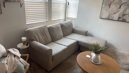 Beige Queen Sleeper Sofa with Reversible Chaise