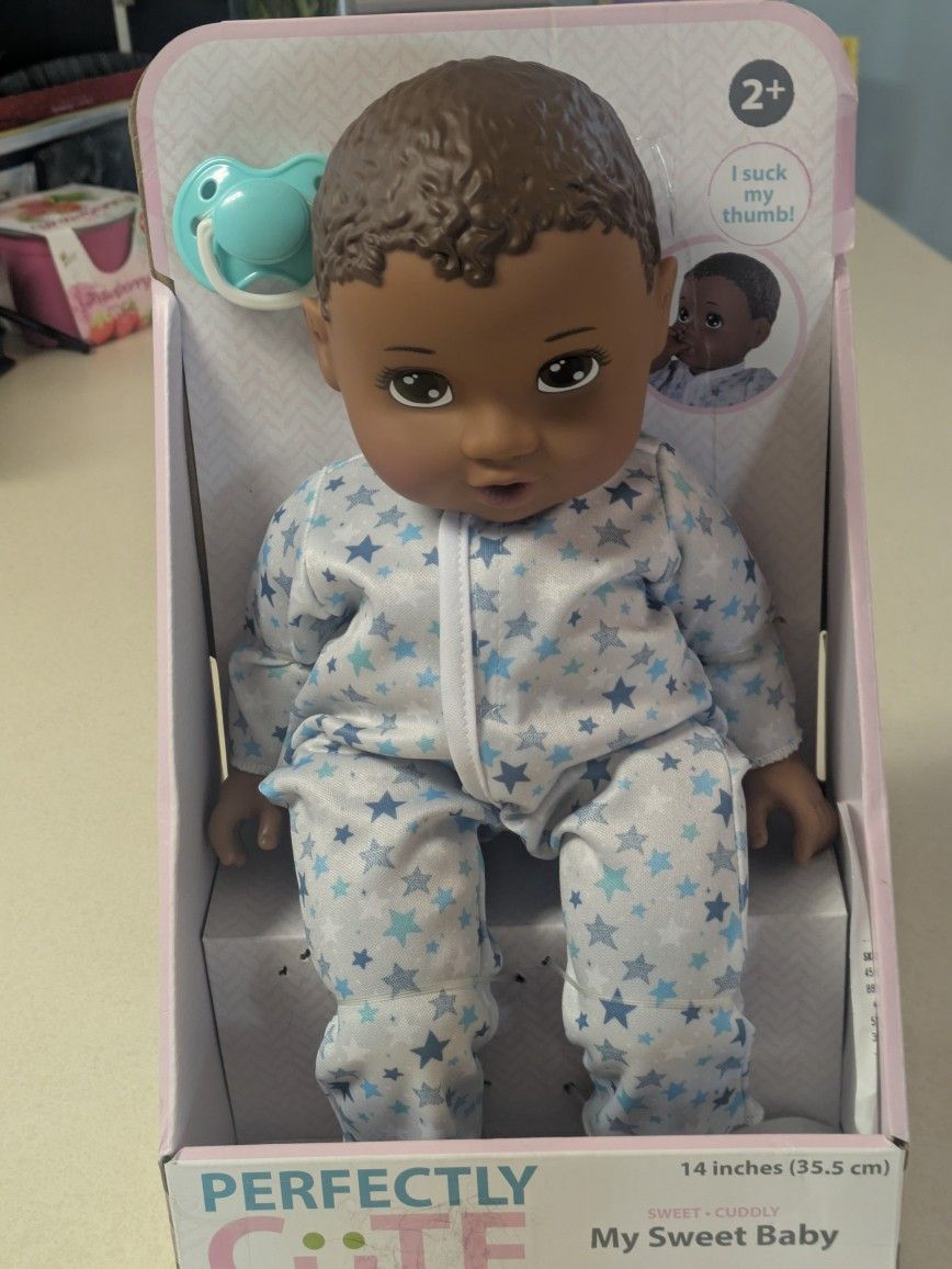 African American Baby Doll 14in With Pacifier