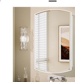 Keonjinn 16 x 24 Inch  Medicine Cabinet Mirror Recessed Bathroom Medicine Cabinet White,