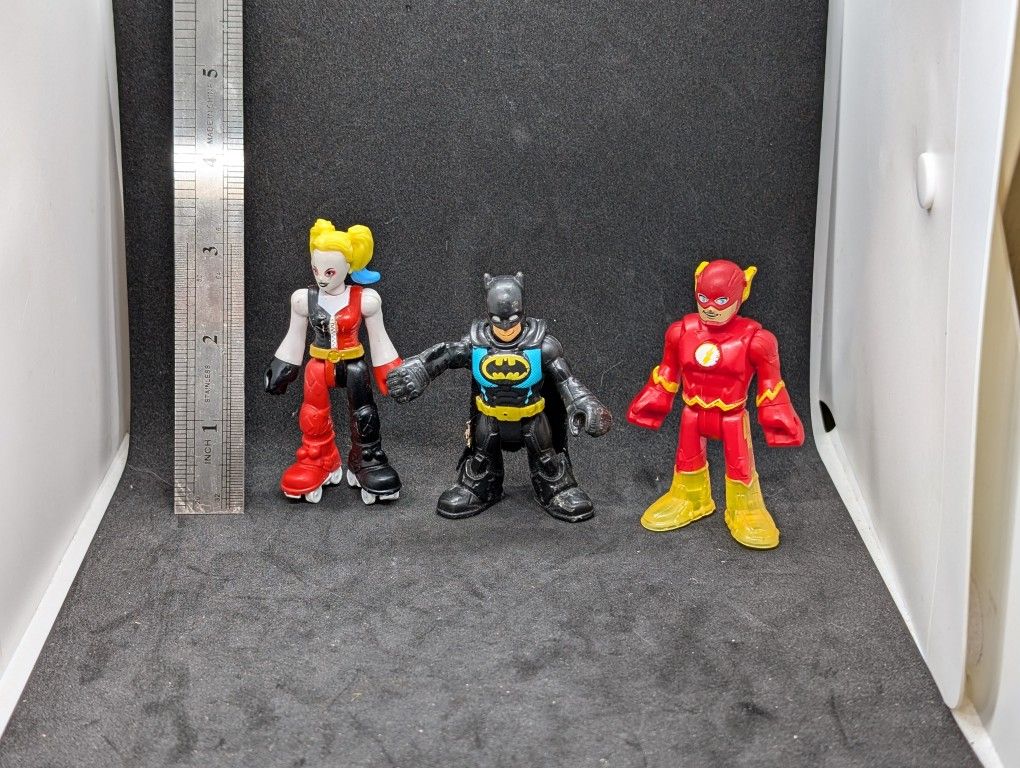 Lot Of 3 Imaginext DC Comics Figures Batman Flash Harley Quinn Fisher Price