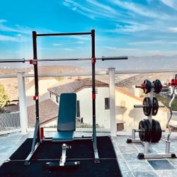 Squat Rack , Adjustable Bench , Weight Rack Ez Curl Bar For Your Weights olympic barbell 