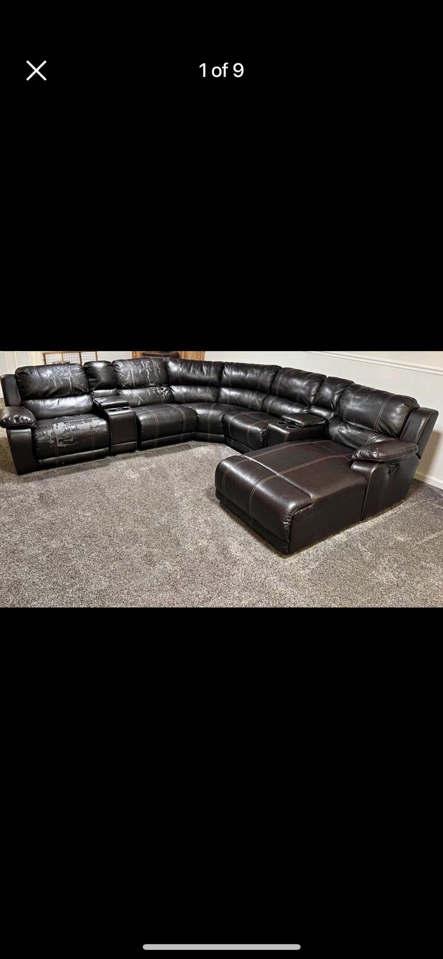 Huge False Leather Sectional (Free Delivery)