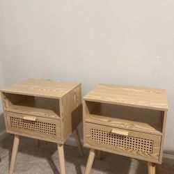 Natural Wood Night Stands - Set Of 2