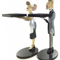 225- Pair - "James the Butler" and "Millie the Maid" serving tray stands.