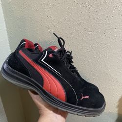 Puma Safety steel toe Mens Size 11 Touring Black Suede Low Slip Resistant 