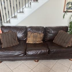 Brown leather Couches & Dining table W/Chairs