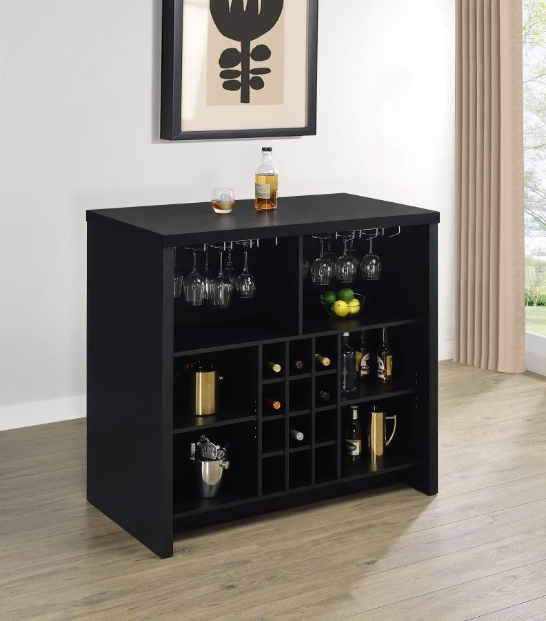 **SALE** Home Bar Unit With Wine Rack In Sleek Black Finish!