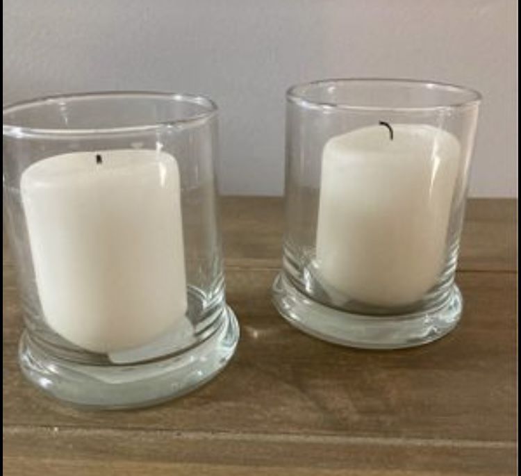 Pair of Glass Candle Holders. 