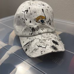 Very Rare NFL Football Jacksonville Jaguars Dad Hat Paint Splatter Distress - Mitchell And Ness New Era 47 Nike Vintage Sports