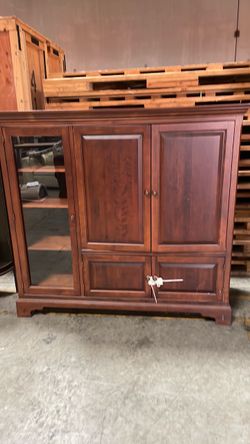 Dark Cherry Wood Entertainment Cabinet