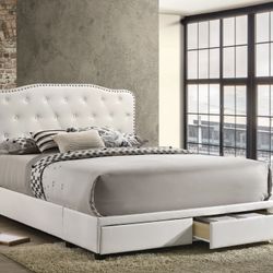 Faux Leather Storage Bed, Platform – Twin  Size, Full Size & Queen Size 