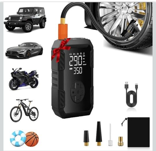 Tire Inflator Portable Air Compressor - Air Pump for Car Tires Cordless Rechargeable, 150PSI Electric Bike Tire Pump with Pressure Gauge for Bicycle M