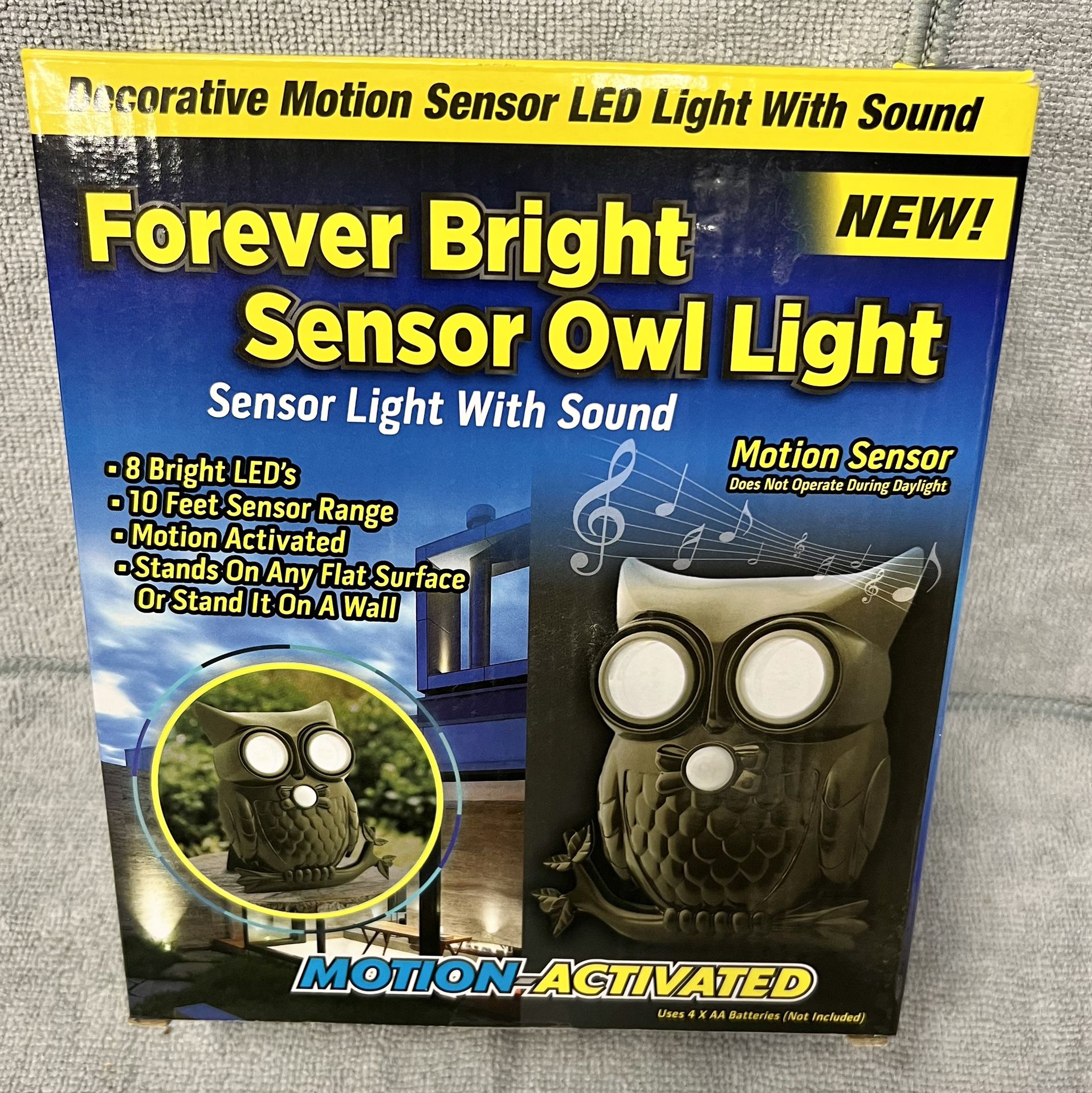 Forever Bright Decorative LED Motion Sensor Hooting Owl Light, Black