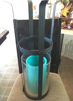 Big flame less candle in holder