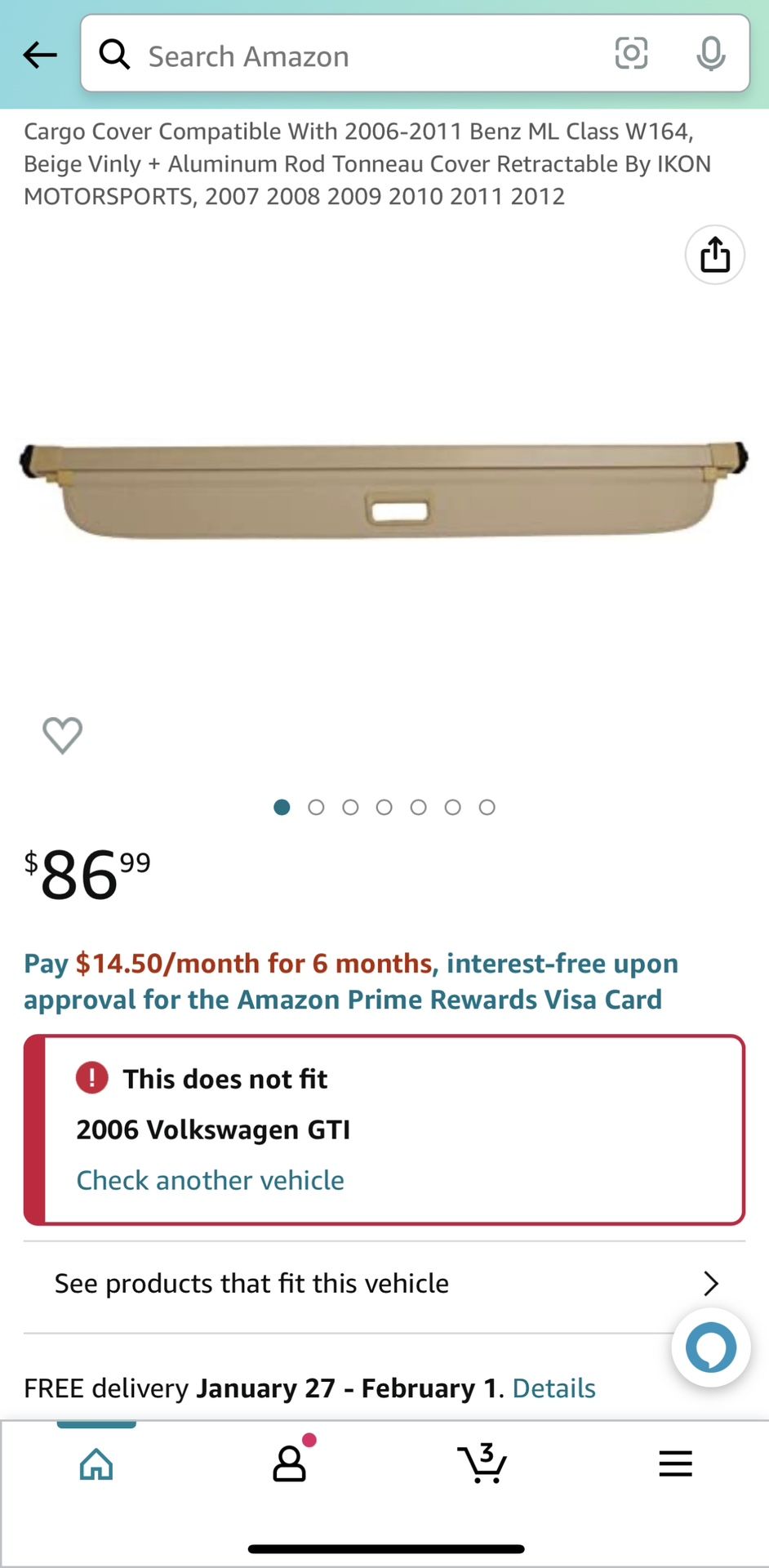 Cargo Cover Compatible With 2006-2011 Benz ML Class W164, Beige Vinly + Aluminum Rod Tonneau Cover Retractable By IKON MOTORSPORTS, 2007 2008 2009 201