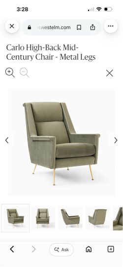 Set of 2 - West Elm Carlo High-Back Mid-Century Chair