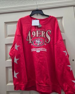 Brand New Women's San Francisco 49ers Crew Sweatshirt with Rhinestones on Sleeves