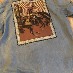 Women’s Wrangler Retro Western Denim Shirt Bronco Rider