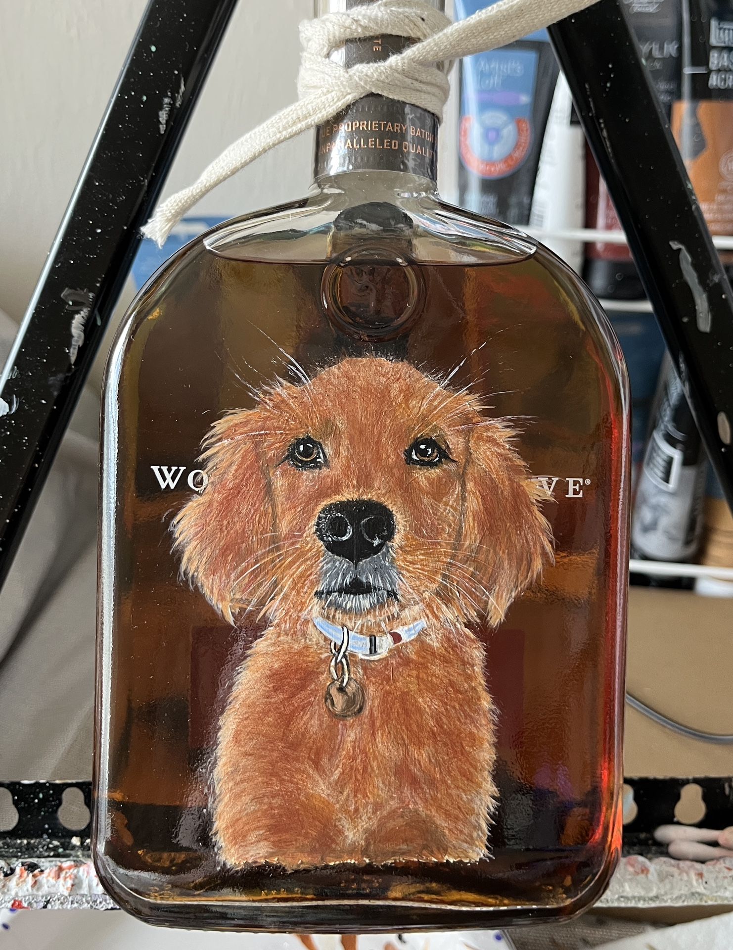 Hand Painted Pet Portraits on a Bottle