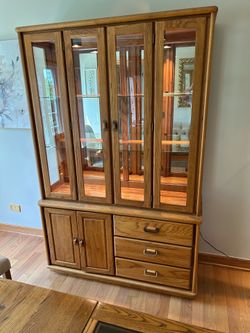 Honey Oak China or Bar Cabinet