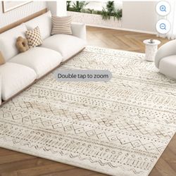 Area Rug - 5x8 - Washable - Brown & Beige Abstract 