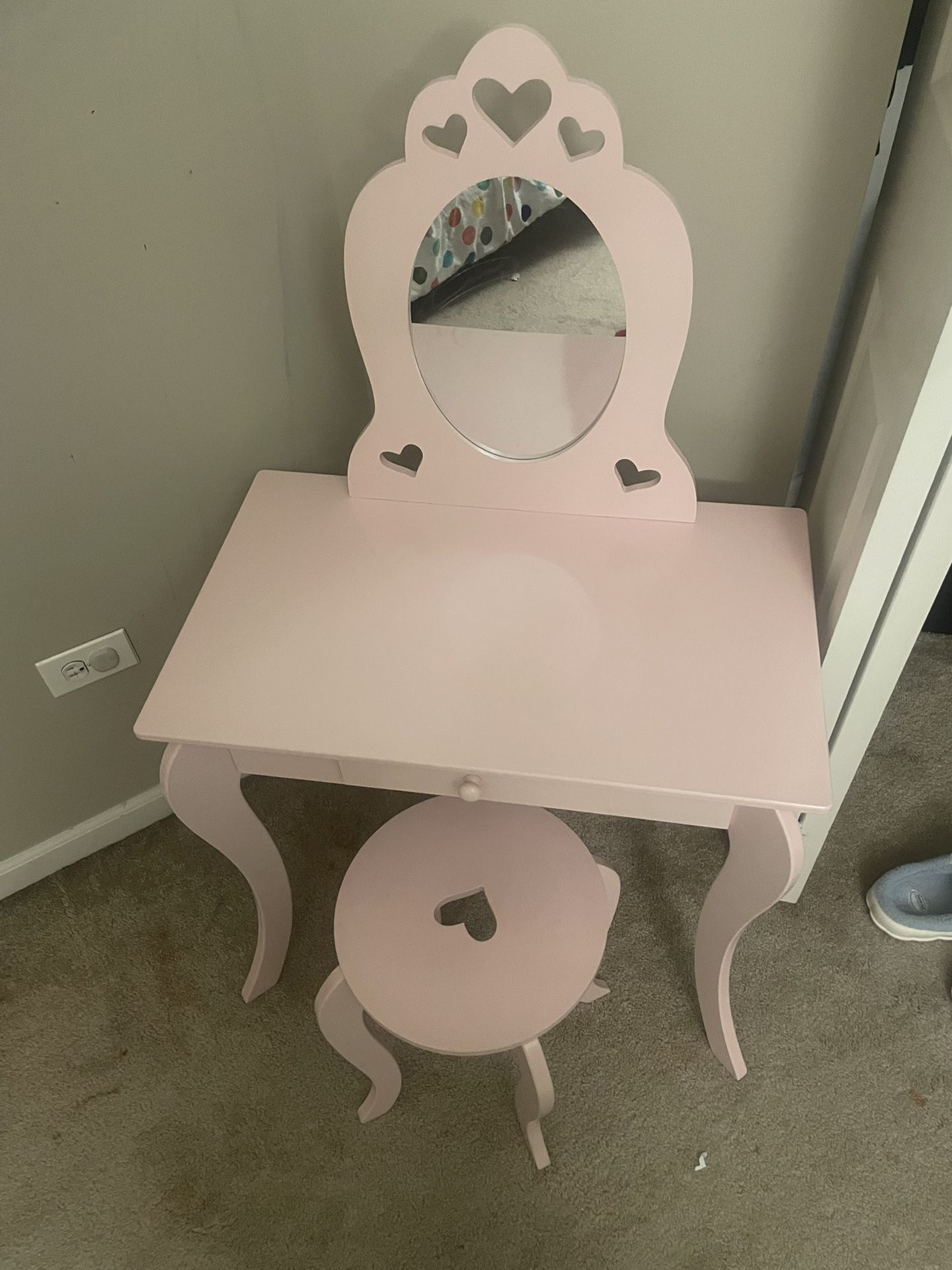 💖👸 Princess Pink Wooden Vanity & Stool Set 👸💖