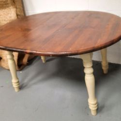Antique Solid Wood Table With Leaf 