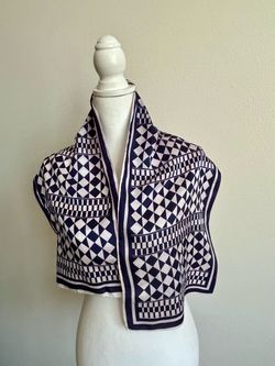 Geometric Navy and White Scarf - 11/30 inches