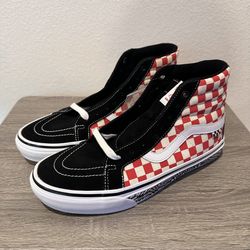 Vans Skate Sk8 Hi Reis ‘84 Black/red Checker Brand New Size 10