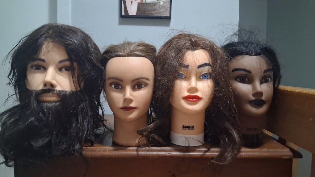 4 Cosmetology Mannequin practice heads -