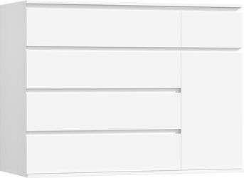 White Dresser with 19.5'' Deeper Depth, Modern Dresser White Chest of Drawers with Door for TV Stand, Deep Drawers and Wide Storage Space