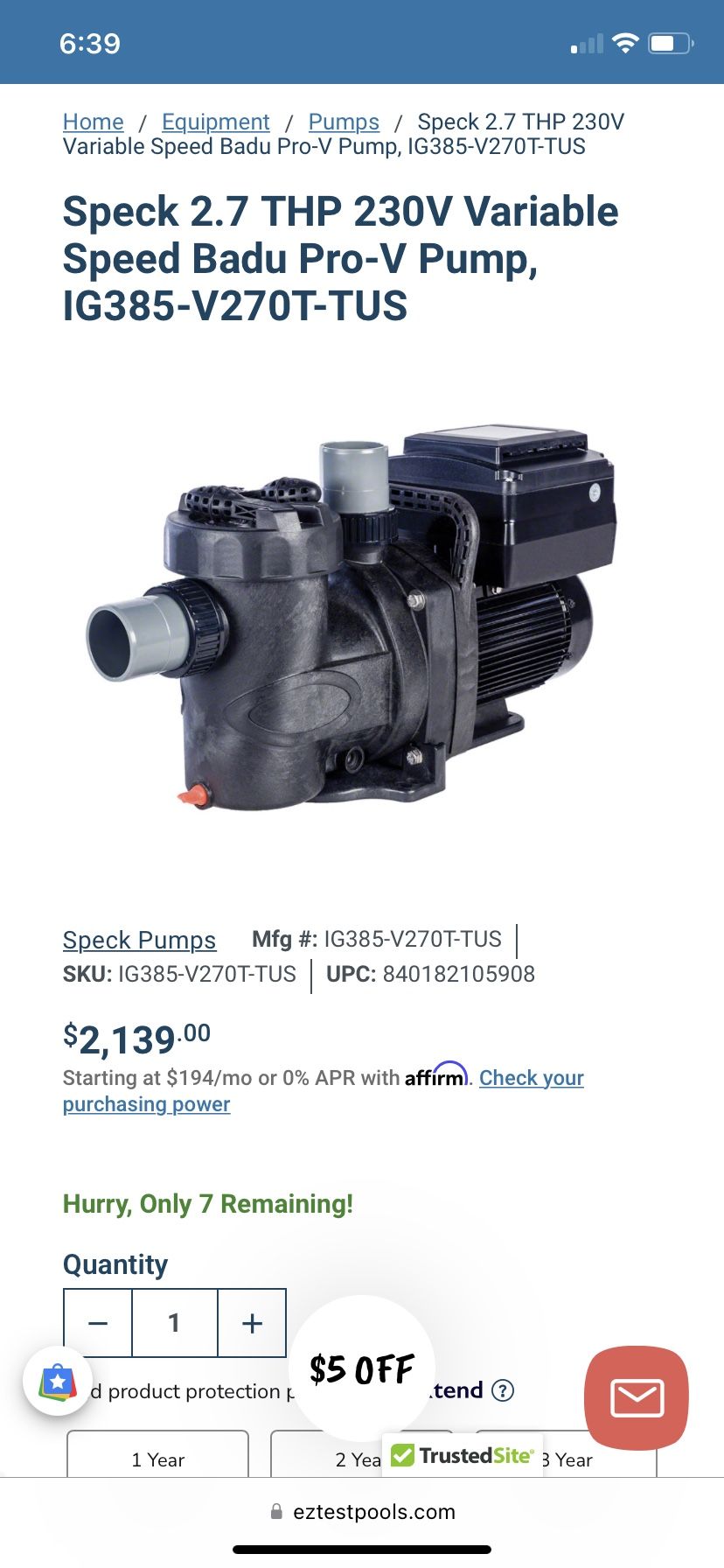Speck 2.7hp Pool Pump