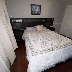 Queen Wall Bed, Nightstands, Mattress & Box Spring