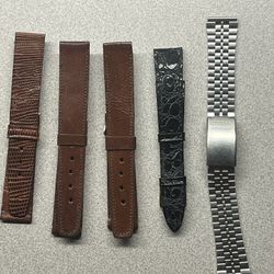 Hand Made Genuine Leather Watch Straps Back Brown Lizard Texture. 