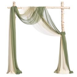 Ling's Moment Deluxe Wedding Arch Draping Fabric, Easy Hanging Chiffon Sheer Drapes, Wrinkle Arbor Backdrop Durable Wedding Decorations For Ceremony O