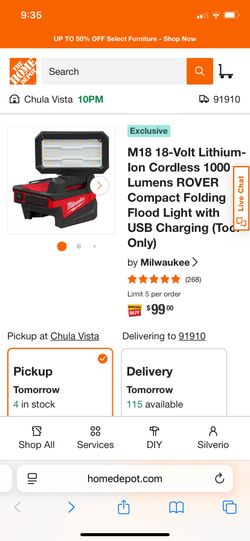 Milwaukee M18 compact folding flood Light W/USB charging cat.2359-20