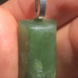 One Inch Hand Carved Forest green jade Pendant 