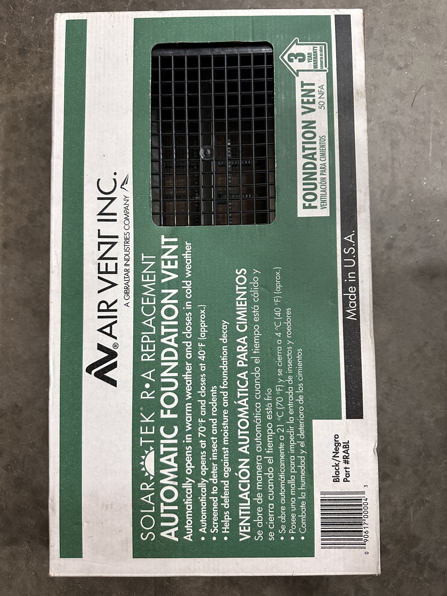 Air Vent 9.5 in. H x 17.1 in. W Black Plastic Automatic Foundation Vent