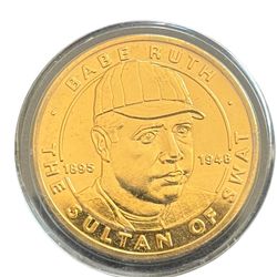 1994 Republic of Liberia $1 Babe Ruth "The Sultan of Swat" Gold Plated Coin