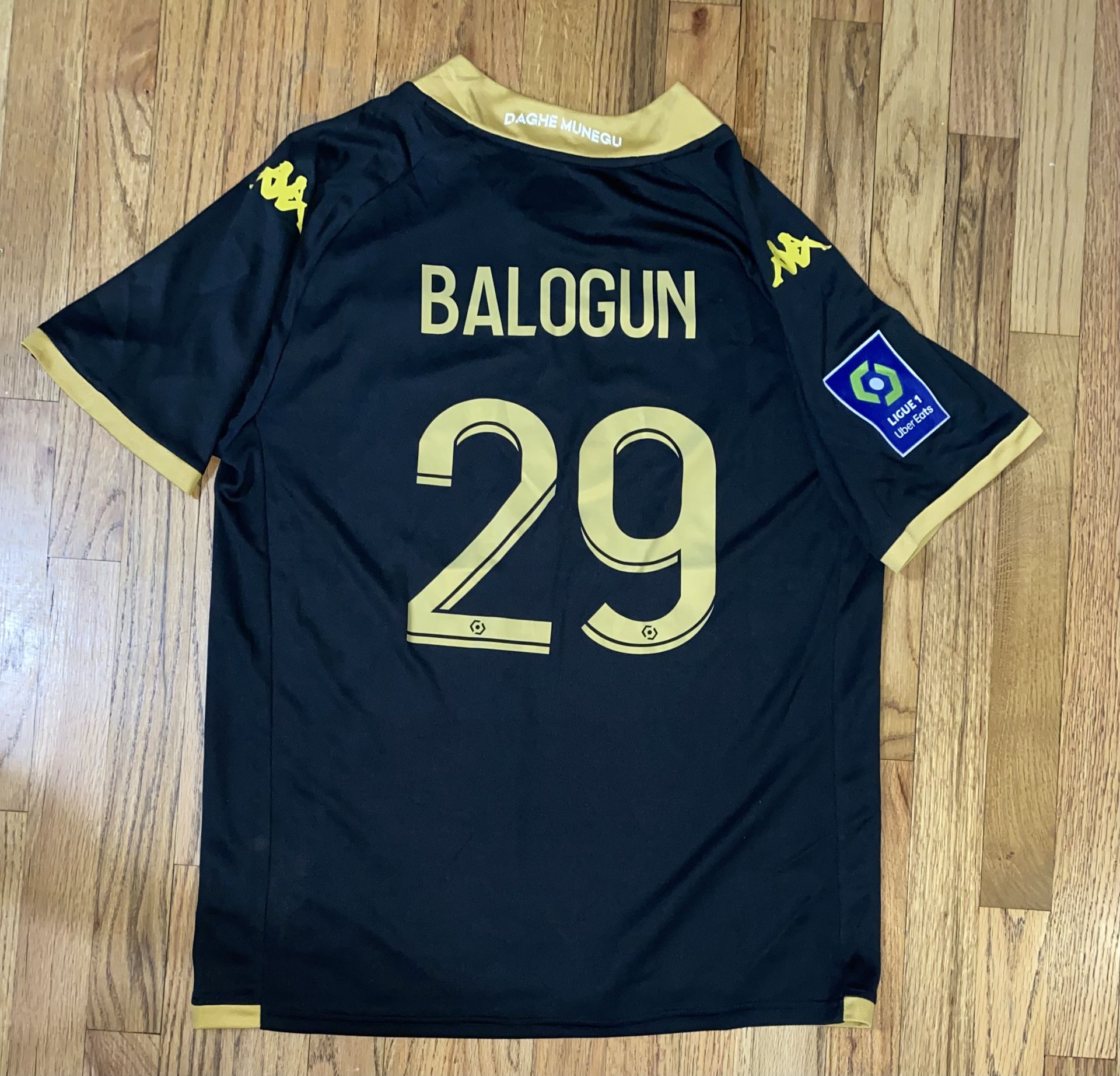 AS Monaco Kappa 2023/2024 Away Jersey Black Gold Large NWT #29 Balogun