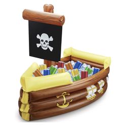 Inflatable Pirate Ship Cooler Halloween Inflatable Cooler for Halloween Birthday Party Decorations Pool Party Supplies Food Tray Beverage Serving Cont