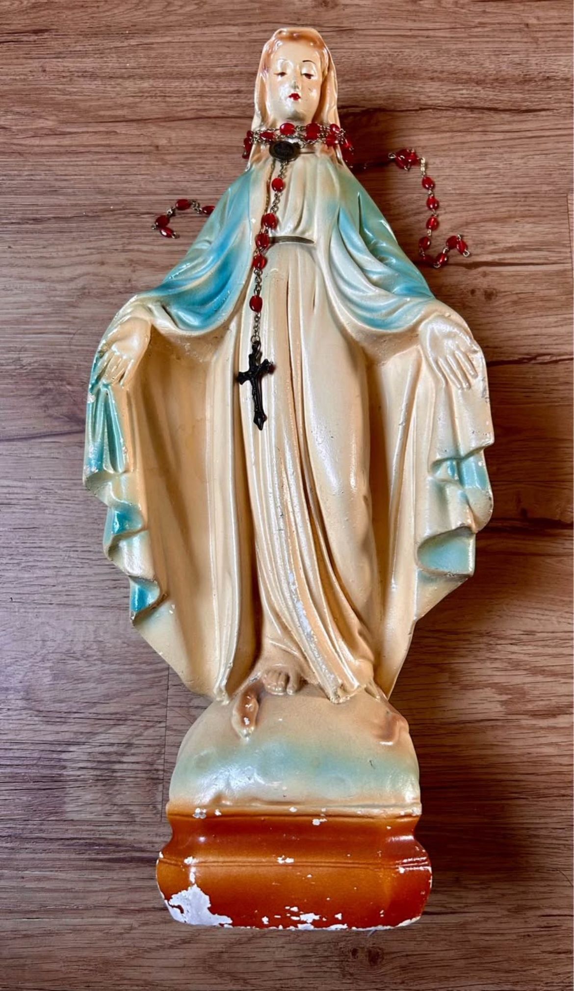 Vintage 1948 Chalkware Virgin Mary Religious Catholic Statue