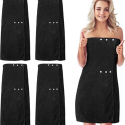 Tigeen 4 Pcs Spa Wrap Towel Wrap for Women Spa Robe with Adjustable Closure Elastic Top Lightweight Wraps for Bath Shower(one Size Fits Most 